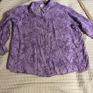 Susan Graver Lavender Button-Down Shirt‎